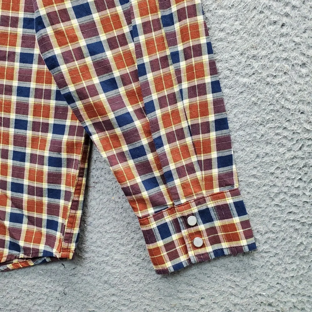 Levi's Western Shirt Men L Multi Plaid Standard Fit Long Sleeve Pearl Snap Front
